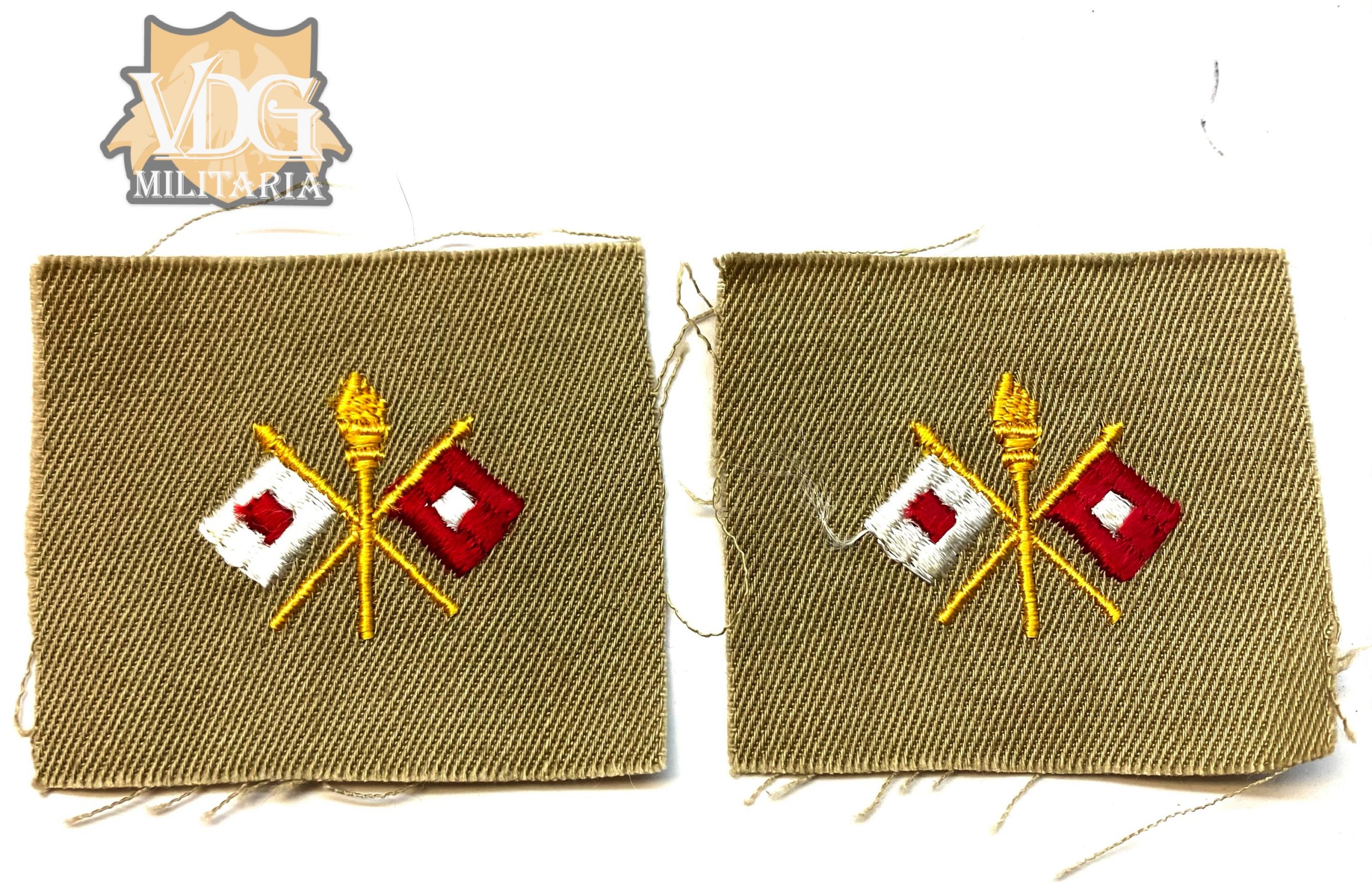 WW2 US Army NOS Signals Cloth Collar Insignia Patch Set