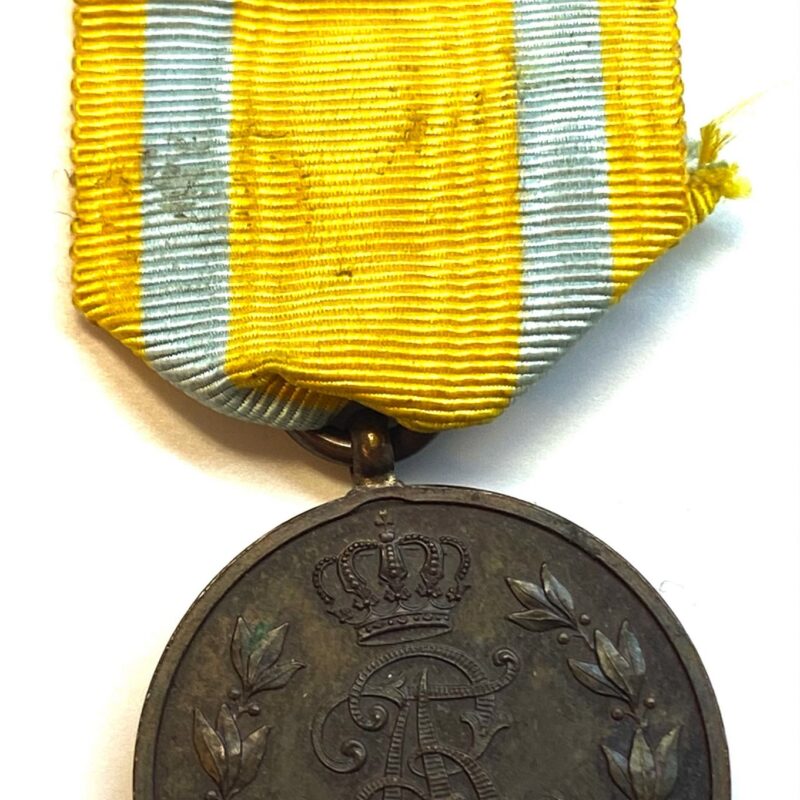 WW1 German Saxony Friedrich August Medal in Bronze (Friedrich August-Medaille) with Replacement Ribbon