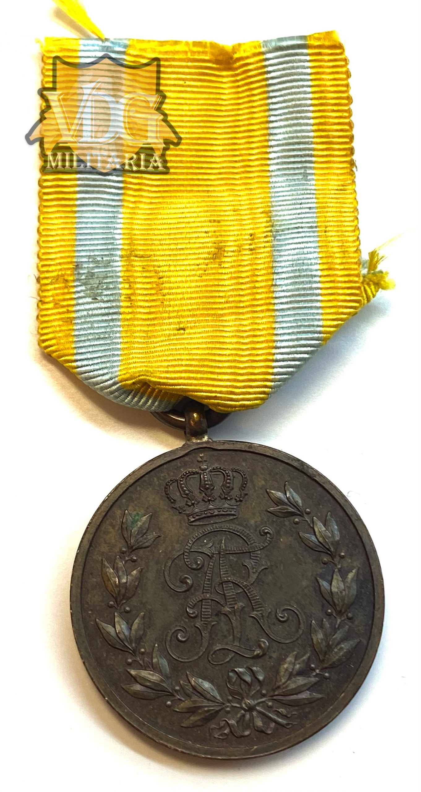 WW1 German Saxony Friedrich August Medal in Bronze (Friedrich August-Medaille) with Replacement Ribbon