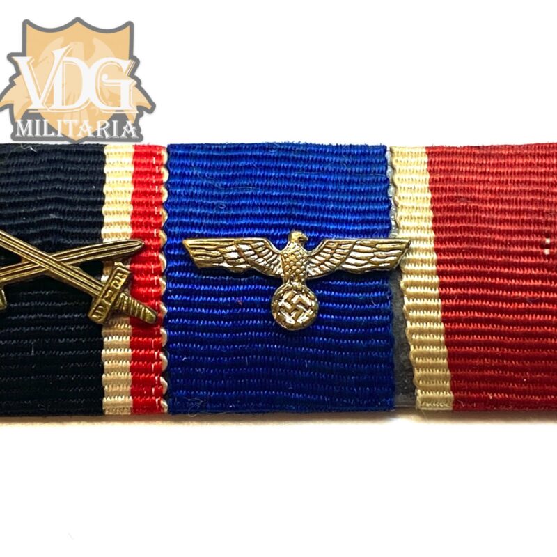 WW2 German 3 Place Ribbon Bar-KVK2, Long Service & Social Welfare Medal