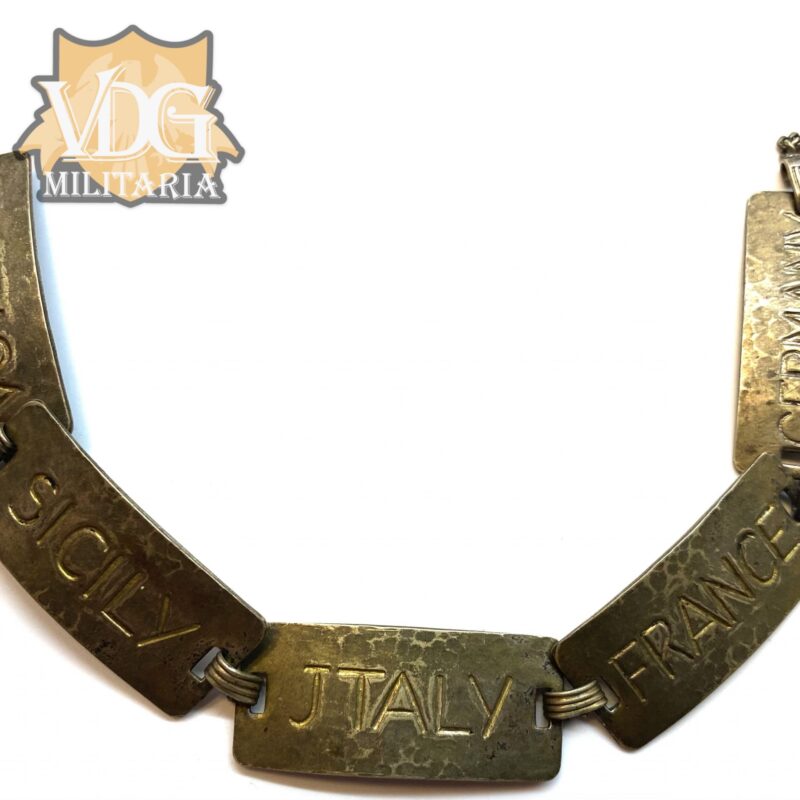 WW2 US GI German Theatre Made Bracelet Africa-Sicily-Italy-France-Germany