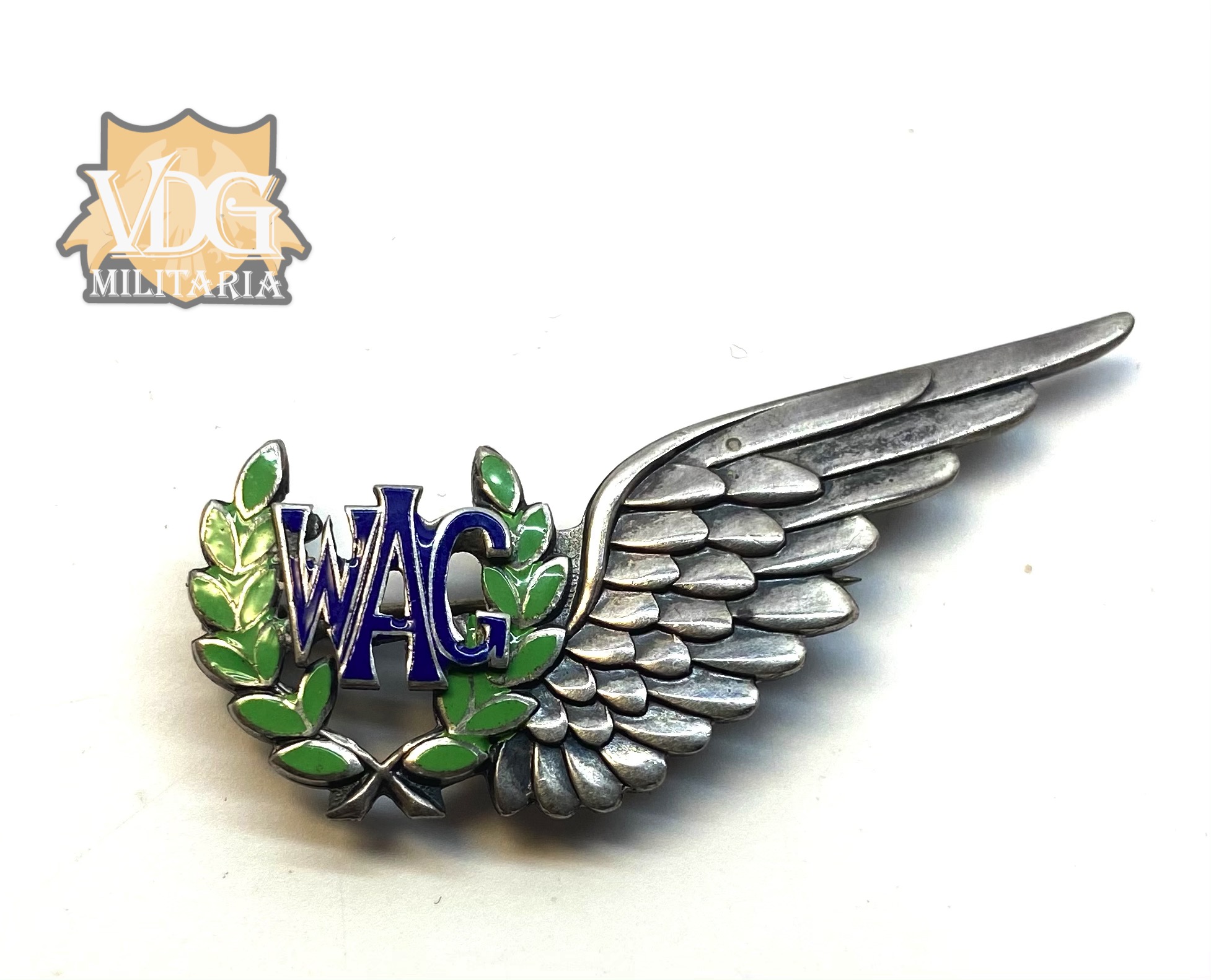 WW2 British W.A.G. Wireless Air Gunners Birks Sterling Silver Wings-Engraved & Named 1943