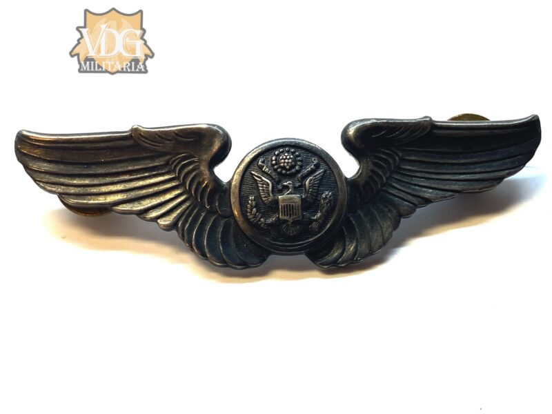 WW2 US Army Air Force Aircrew Wings Badge Clutch-back Sterling Silver