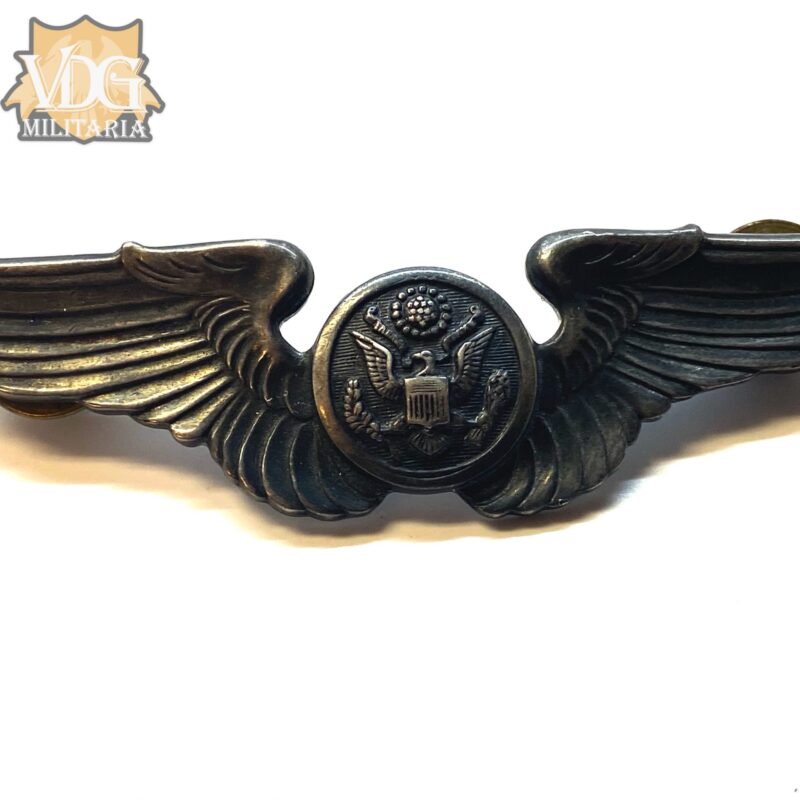 WW2 US Army Air Force Aircrew Wings Badge Clutch-back Sterling Silver