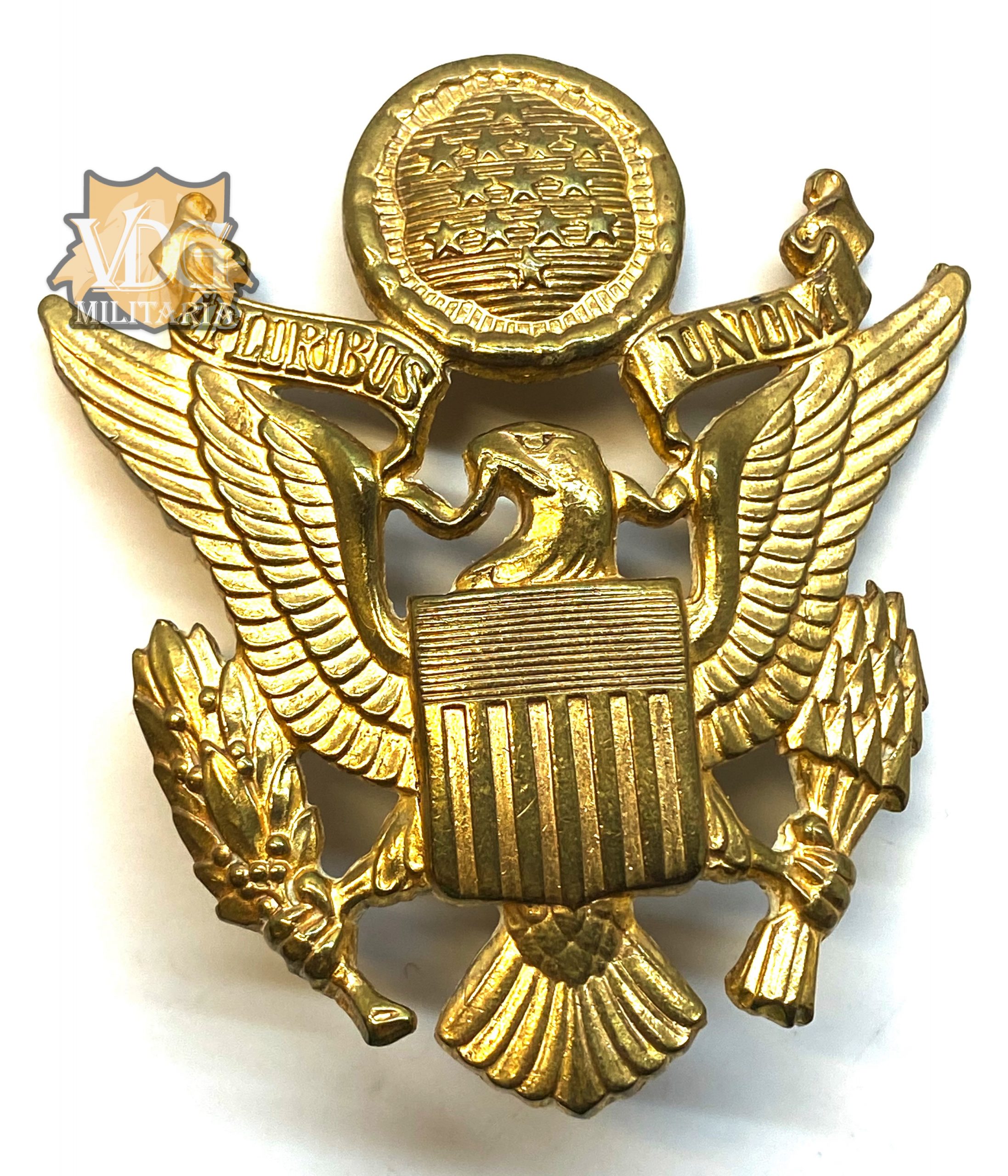 WW2 Era US Army Metal Officers Visor Insignia Badge