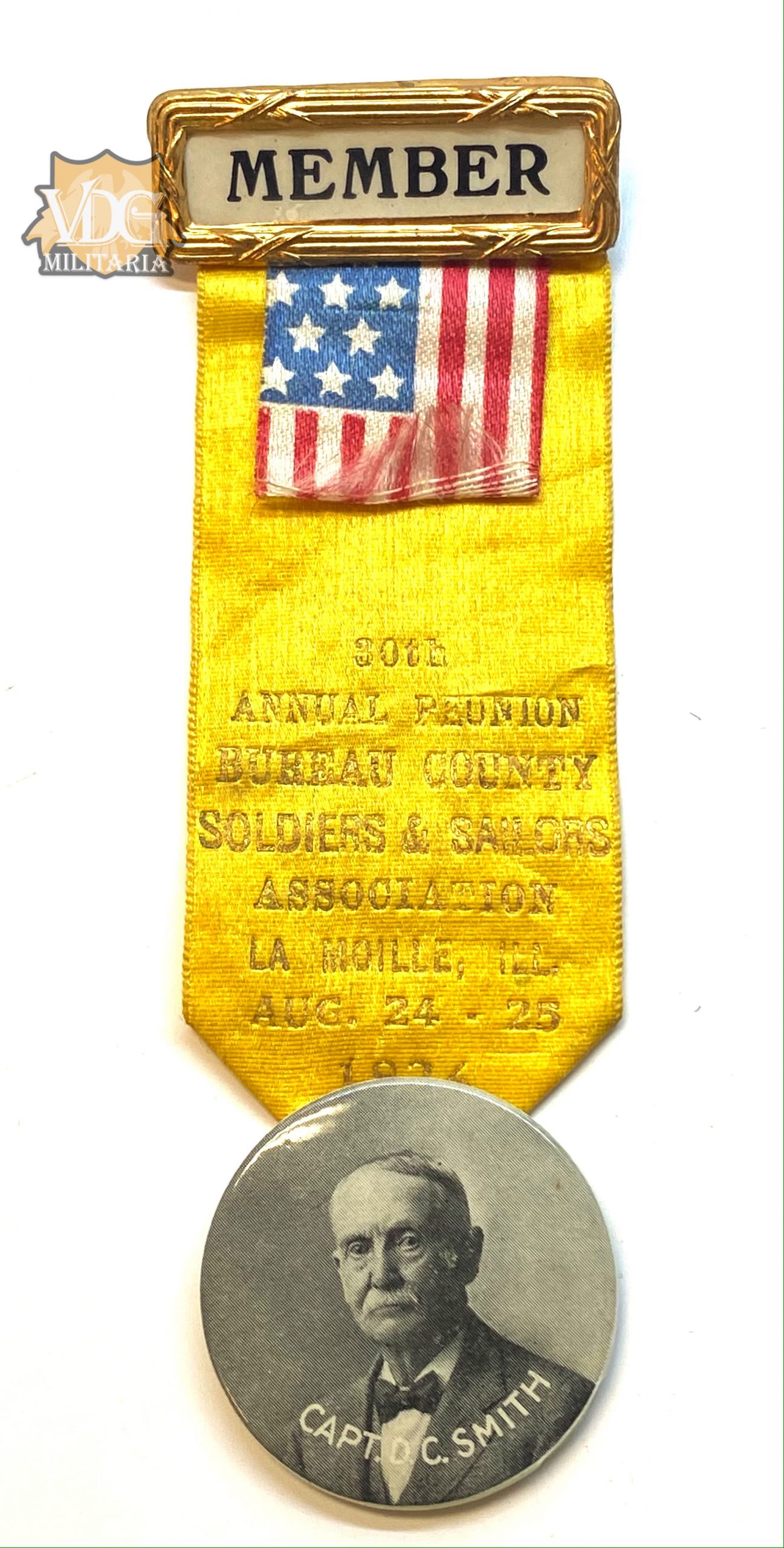 US Civil War Veterans 30th Annual Reunion Soldiers and Sailors Association 1926 Ribbon