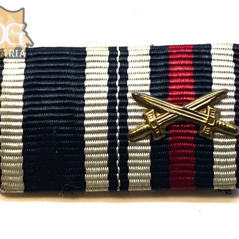 WW1 German Ribbon Bar-EK2 & Hindenburg Cross W/ Swords