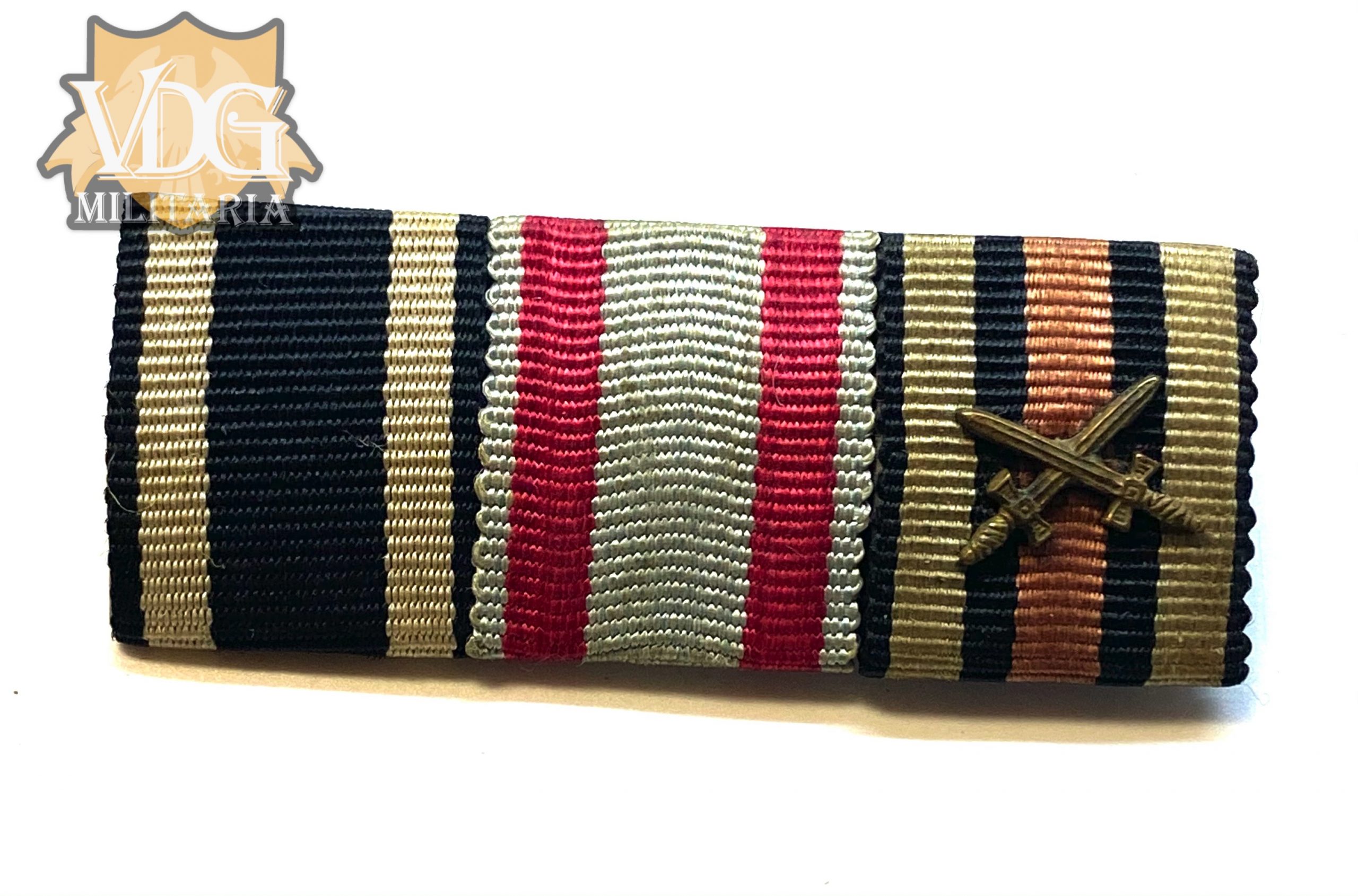 WW1 German Ribbon Bar-EK2, Hessen Bravery, Hindenburg Cross