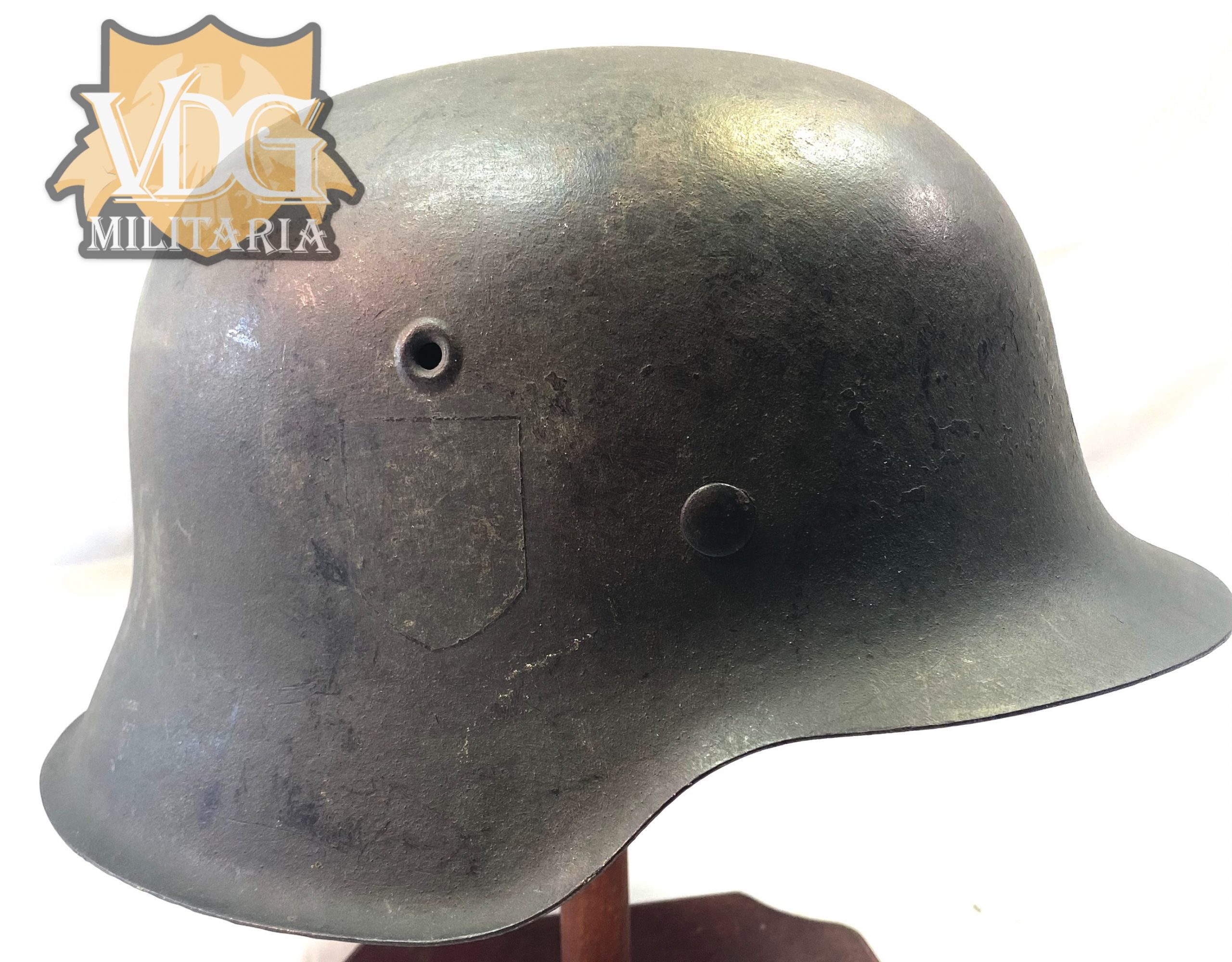 WW2 German Waffen-SS CKL 66 M42 Helmet (4677) Helmet with Outline of Rune Shied-Size 58 Liner