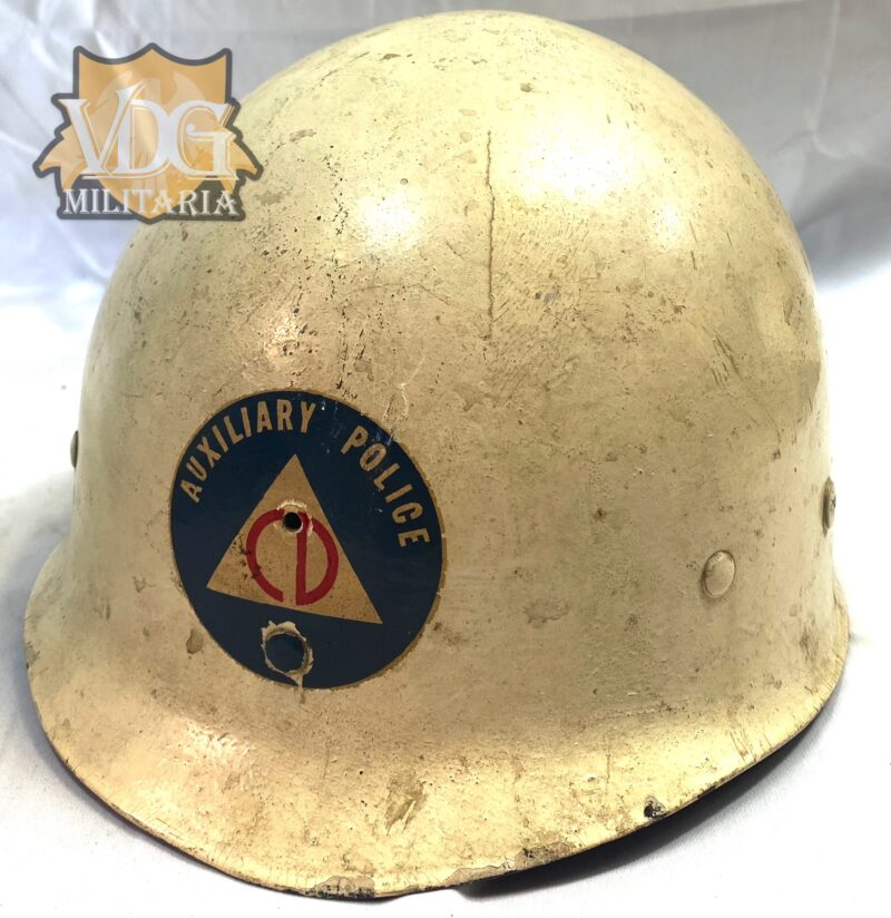 US Civil Defense Auxiliary Police CD M1 Painted WW2 Era CAPAC Helmet Liner
