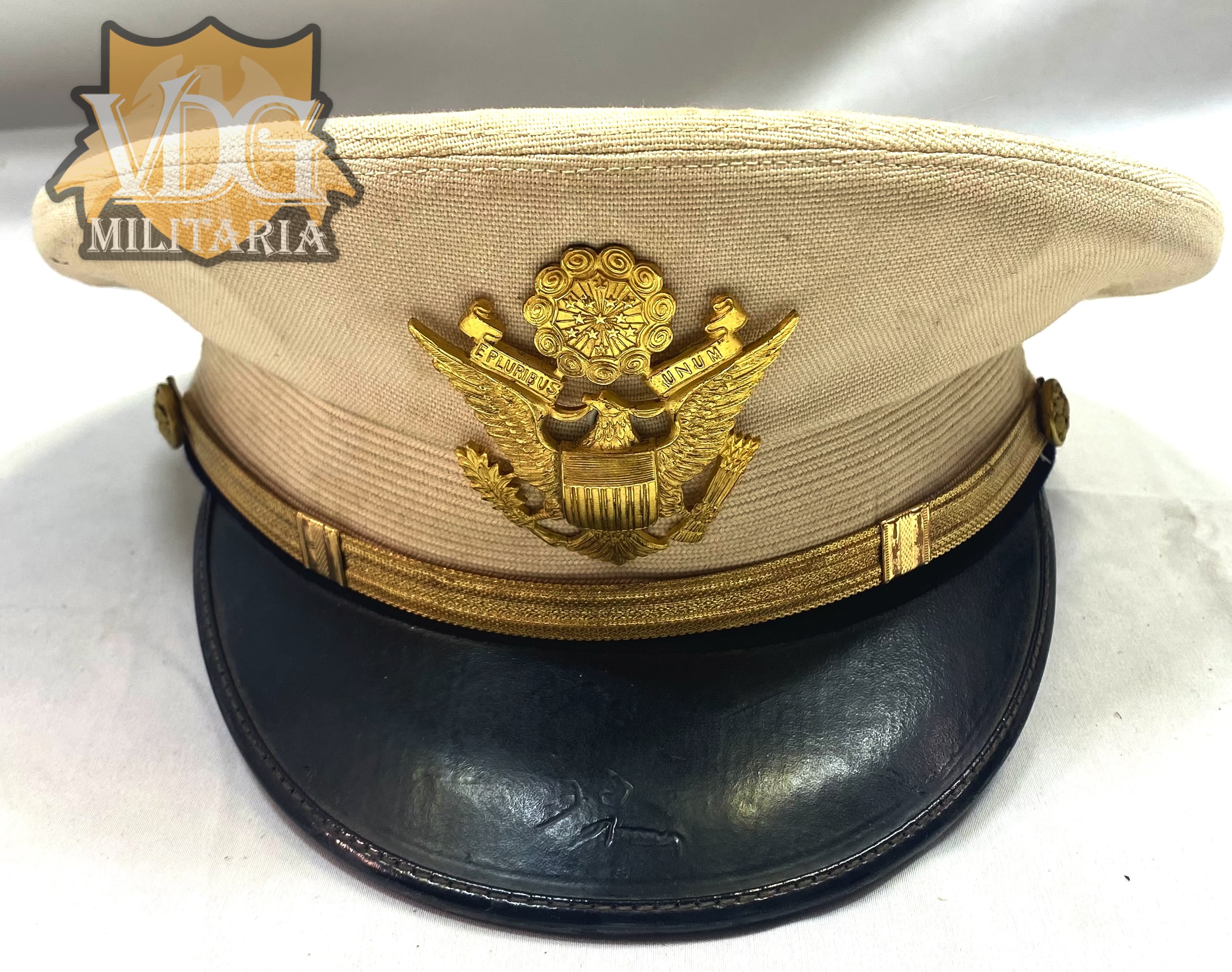 WW2 Era US Army Officers White Dress Visor-Size 7