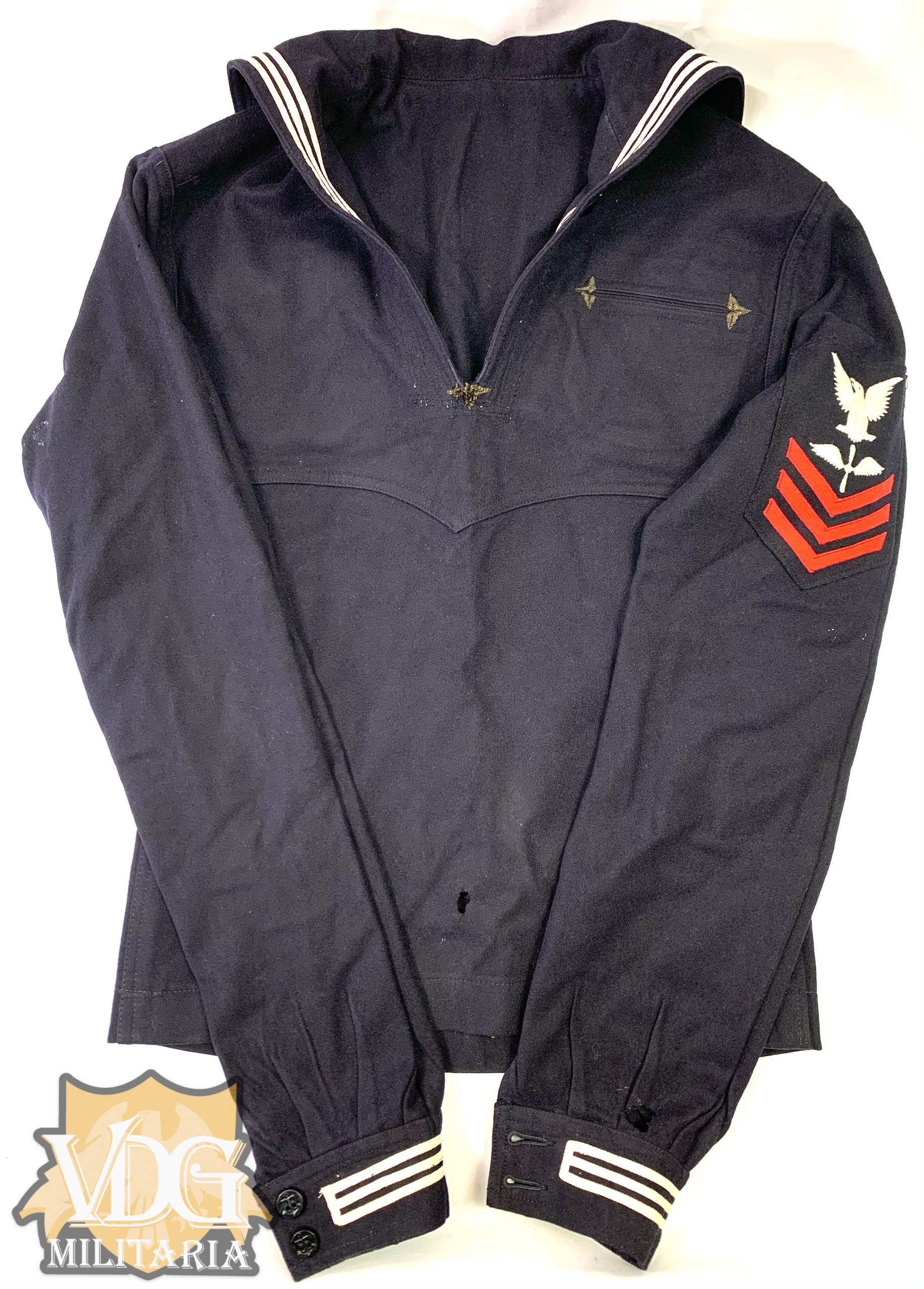 WW2 Era US Navy Blue Jumper Aviation Machinist Petty Officer, First Class Named-D.E. Pegler