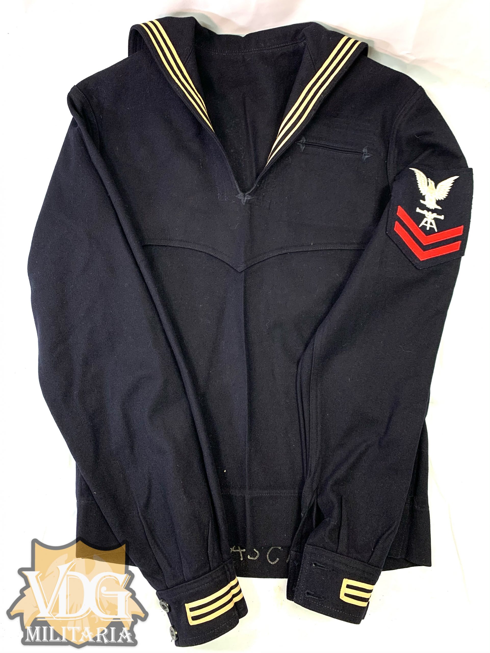 WW2 Era US Navy Fire Controlman O (Operator) 2nd Class Blue Jumper Named-