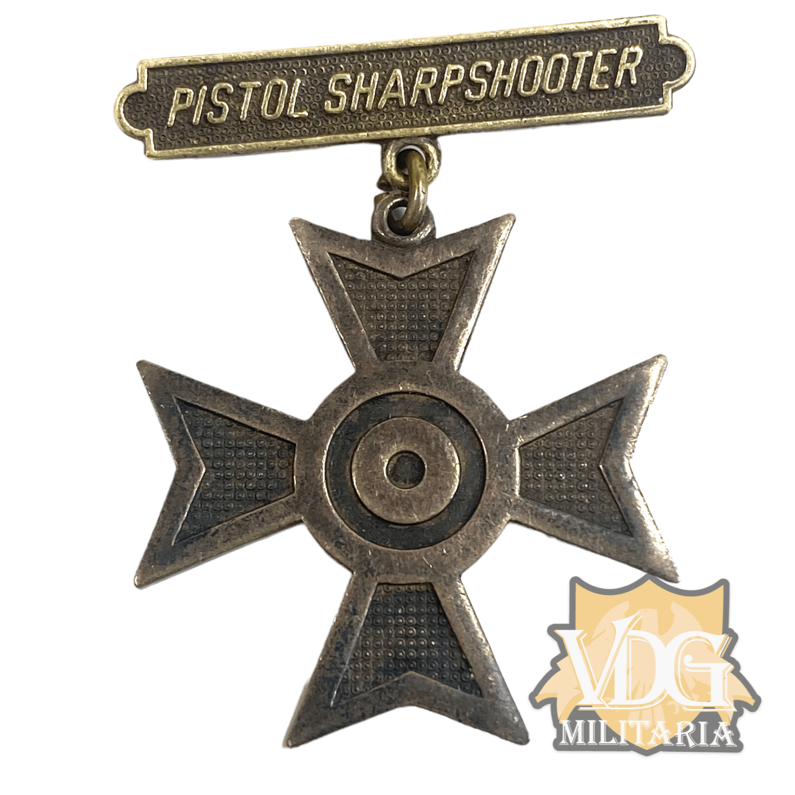 WW2 Era US Marine Corps USMC Pistol Sharpshooter Sterling Silver Pin Back Badge