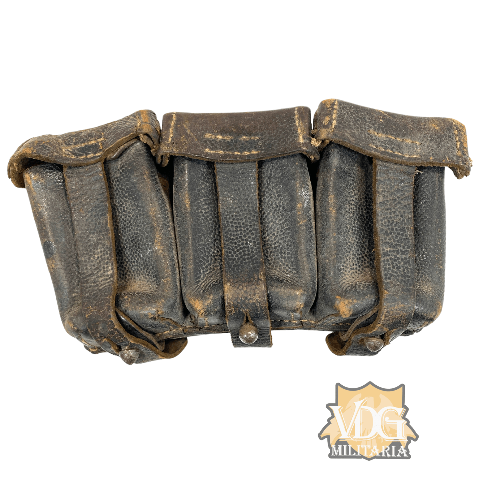 WW2 German Black Leather K98 Ammo Pouch-1943 Dated