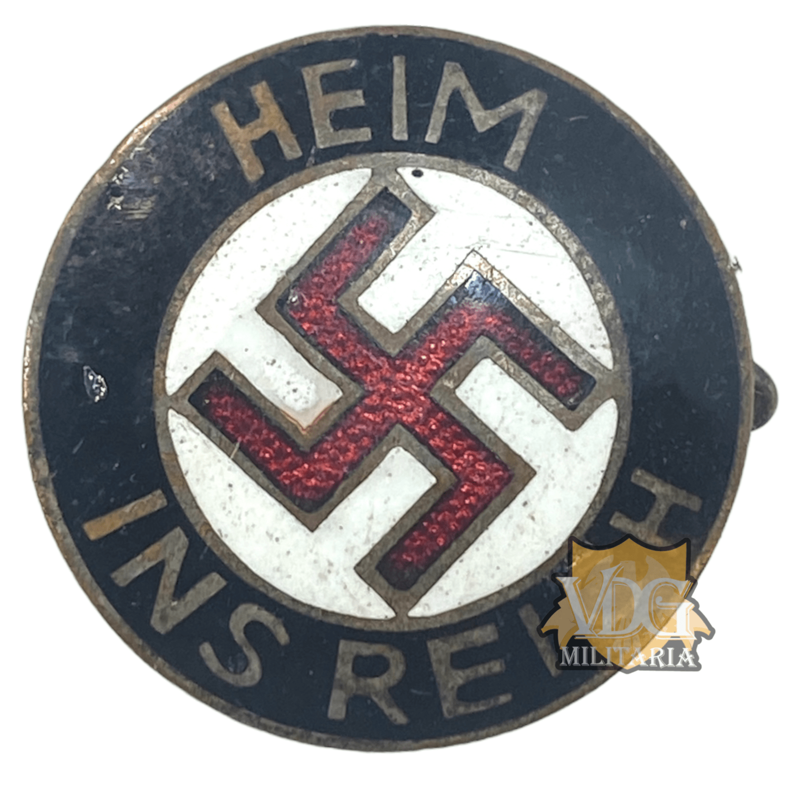 WW2 German "HEIMS INS REICH" NSDAP Enamel Party Button-MM J.B.