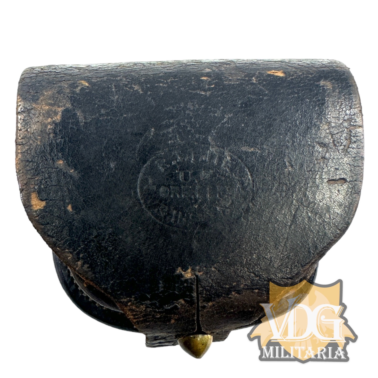 US Civil War Leather Percussion Cap Box-R. White