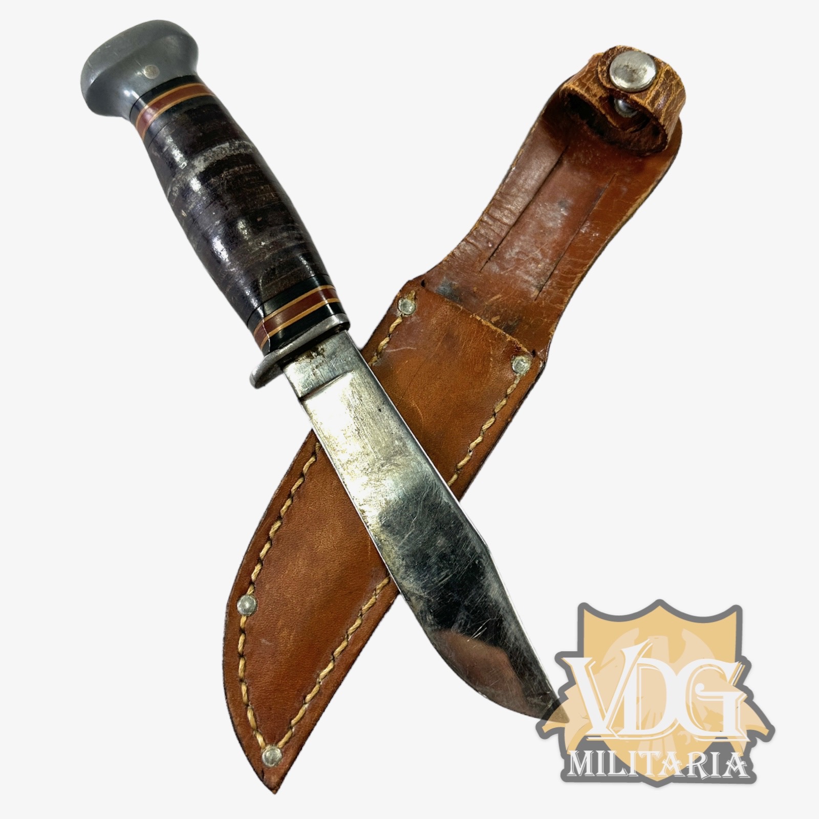 WW2 US PAL RH-50 Fighting Knife with Leather Scabbard