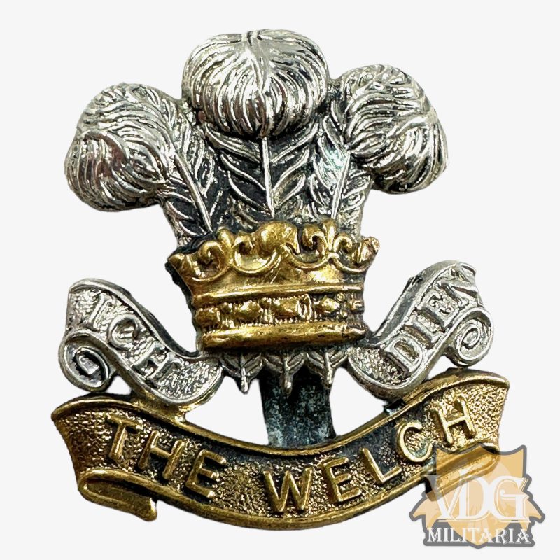 WW1 Era British "The Welch Ich Dien" Cap Badge-J.R. Gaunt, London