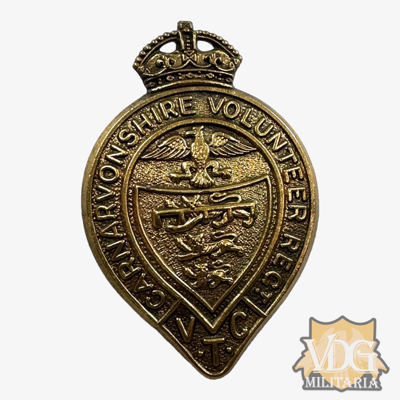 WW1 British Carnarvonshire Volunteer Regiment Cap Badge