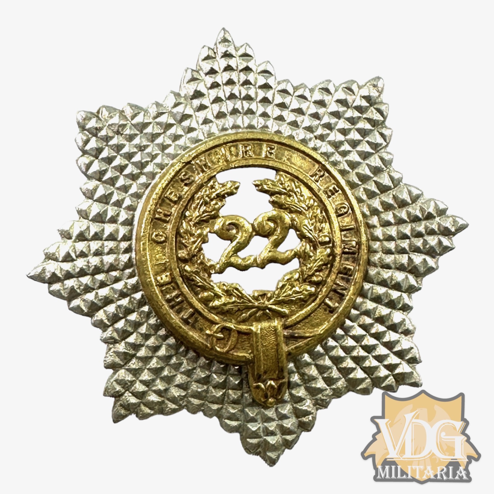 WW1 Era British The 22nd Cheshire Regiment Cap Badge