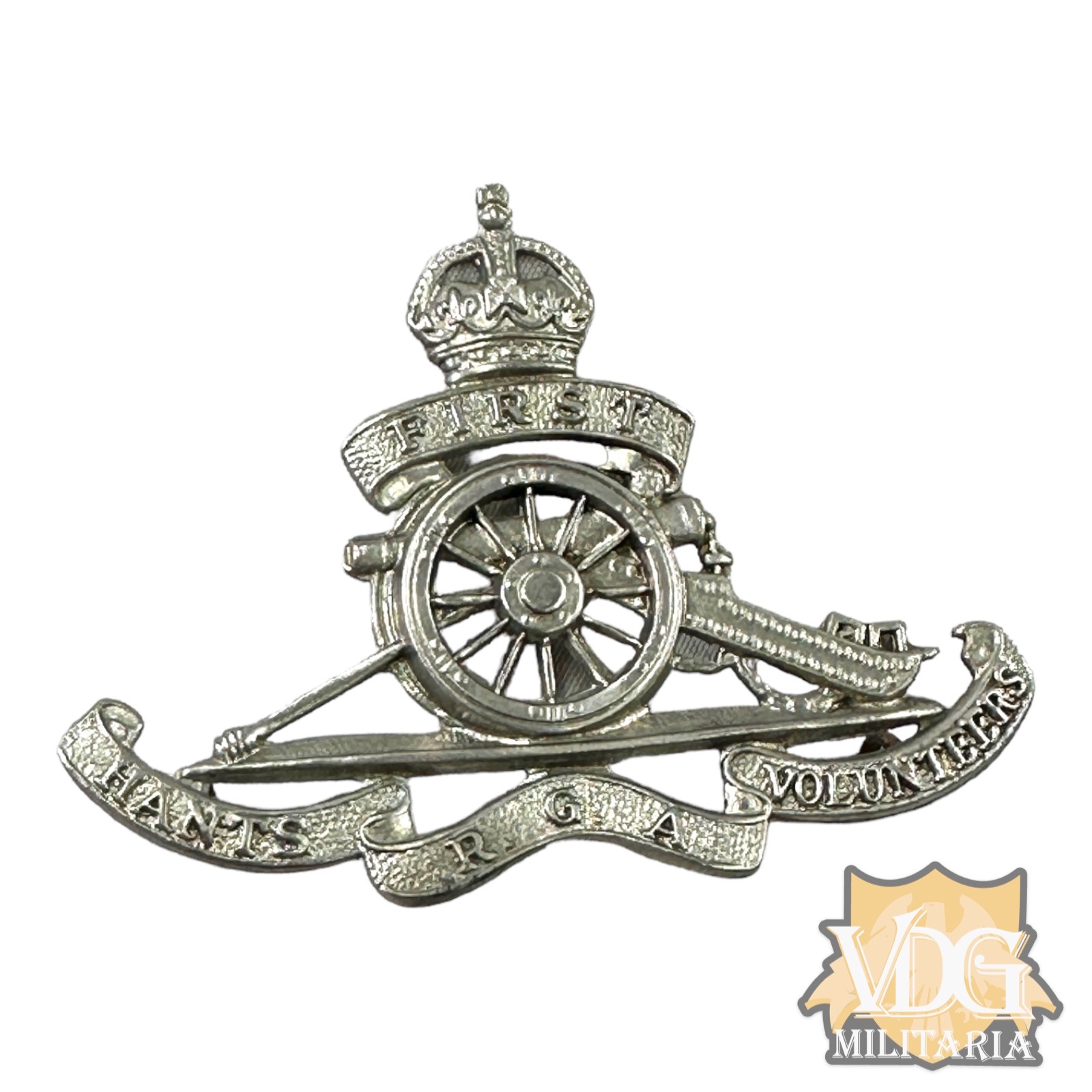 WW1 Era British 1st Hampshire R.G.A. Volunteers Cap Badge