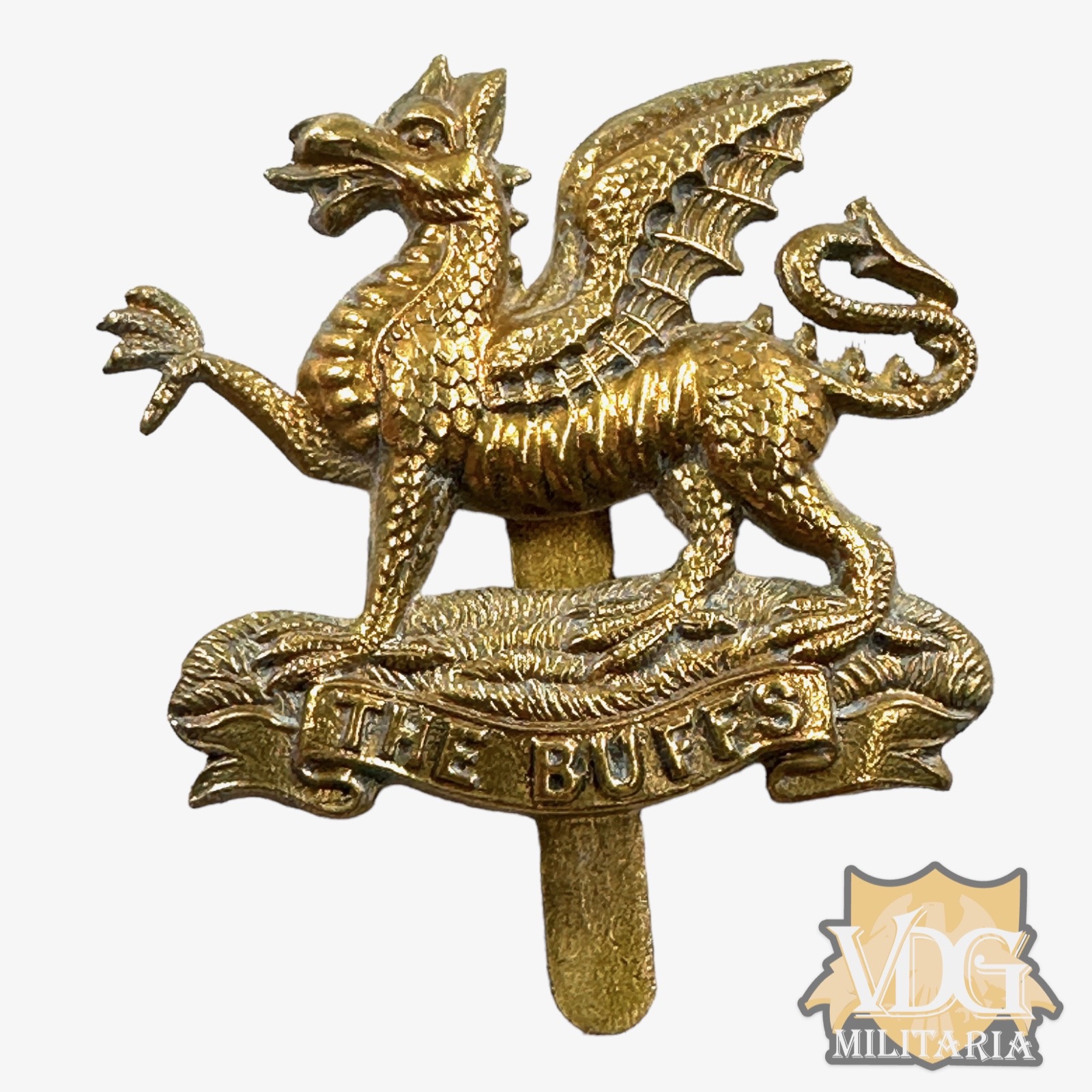 WW2 British Army The Buffs Royal East Kent Regiment Cap Badge-J.R. Gaunt B. Ham.