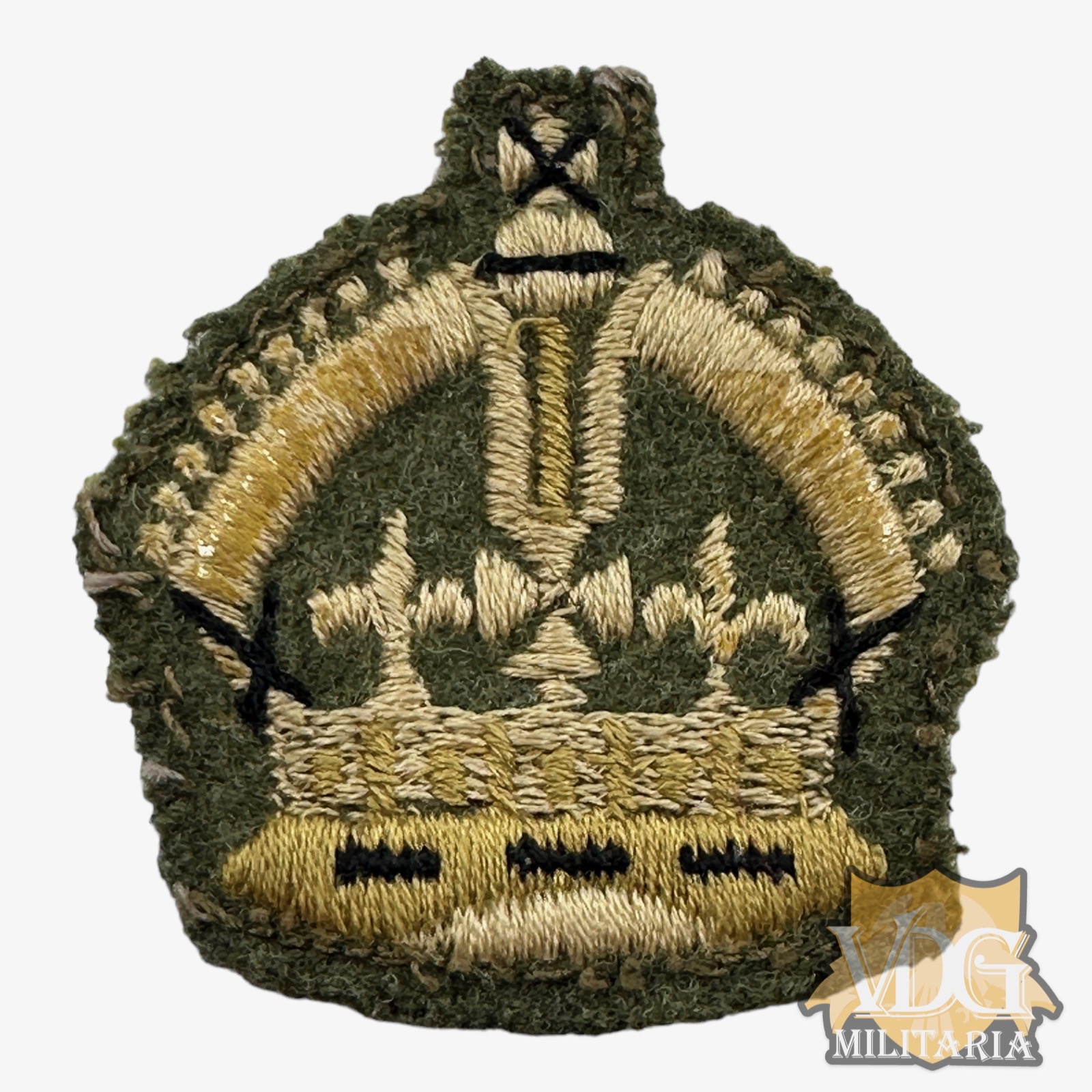 WW2 Era Kings Crown Officers Sleeve Cloth Insignia Patch