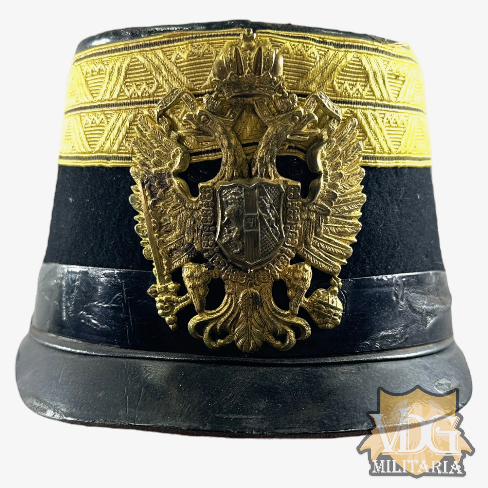 WW1 Era Austrian Officers Shako by Moritz Tiller, Wien-Size 56