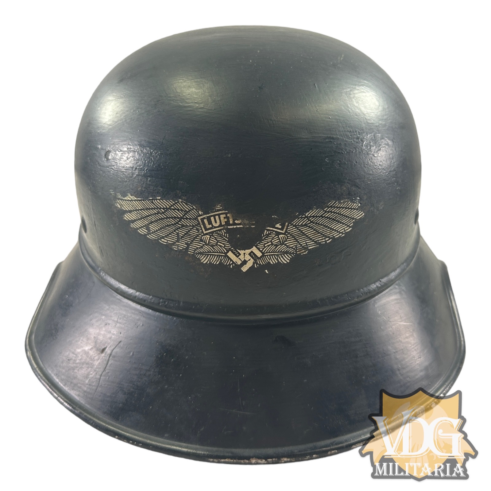 WW2 German Luftschutz Gladiator Helmet RL2-39/2, Size 57 Liner-GI Bring Back"W.H. Brudlos Gelsenkirchen, Germany 1945