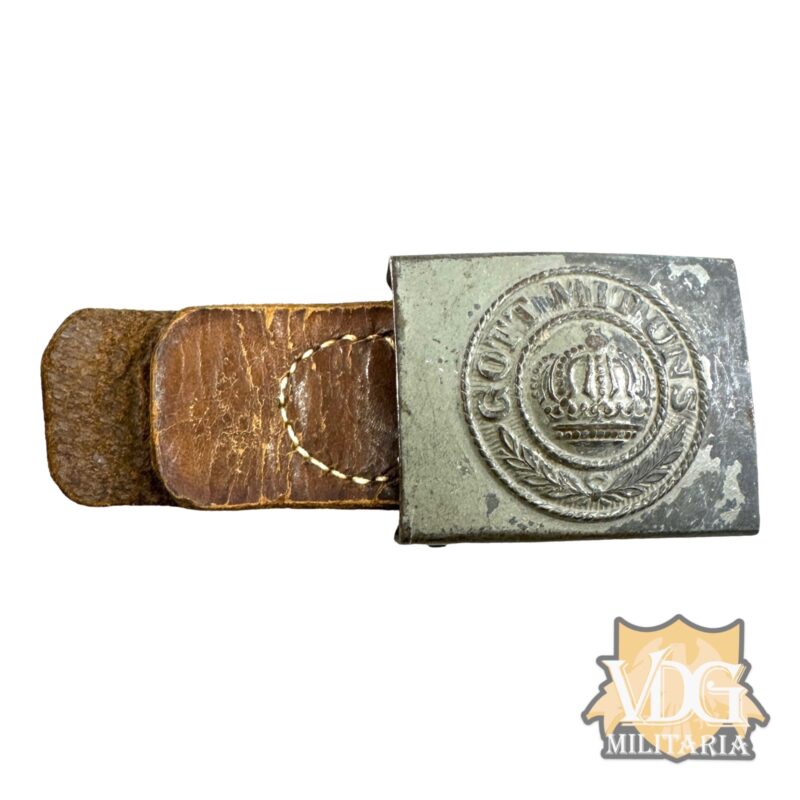 WW1 German Feldgrau Belt Buckle with Leather Tab