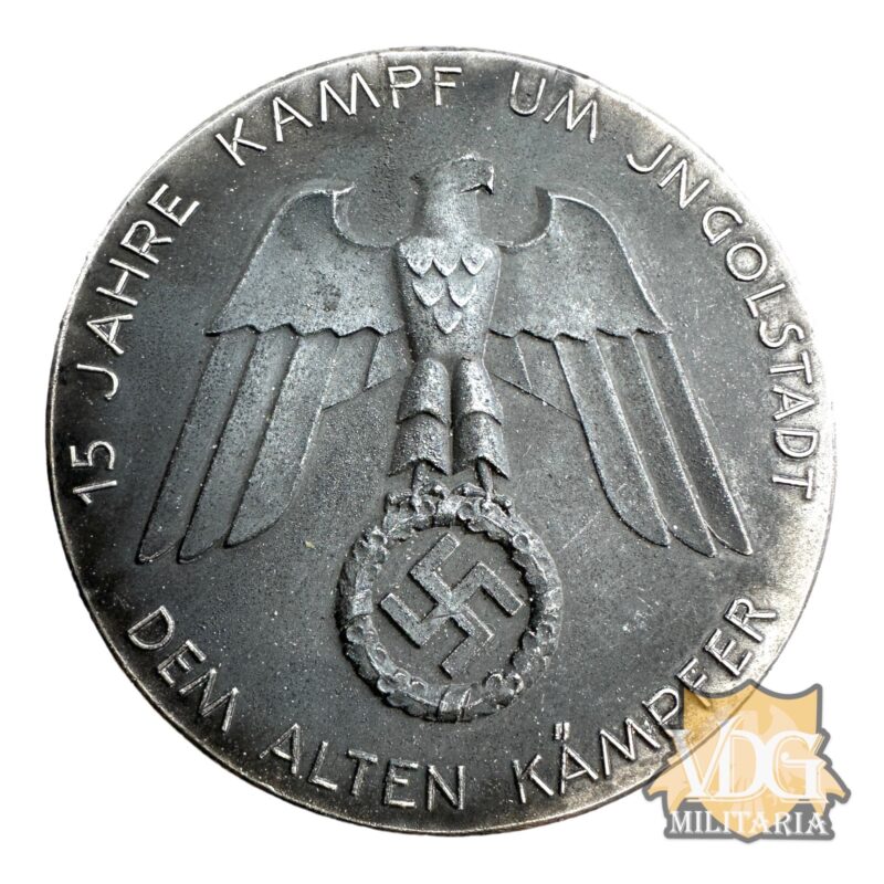 WW2 German 1937 Award Medal "15 Jahre Kampf Um Ingolstadt Dem Alten Kämpfer" Award Table Medallion