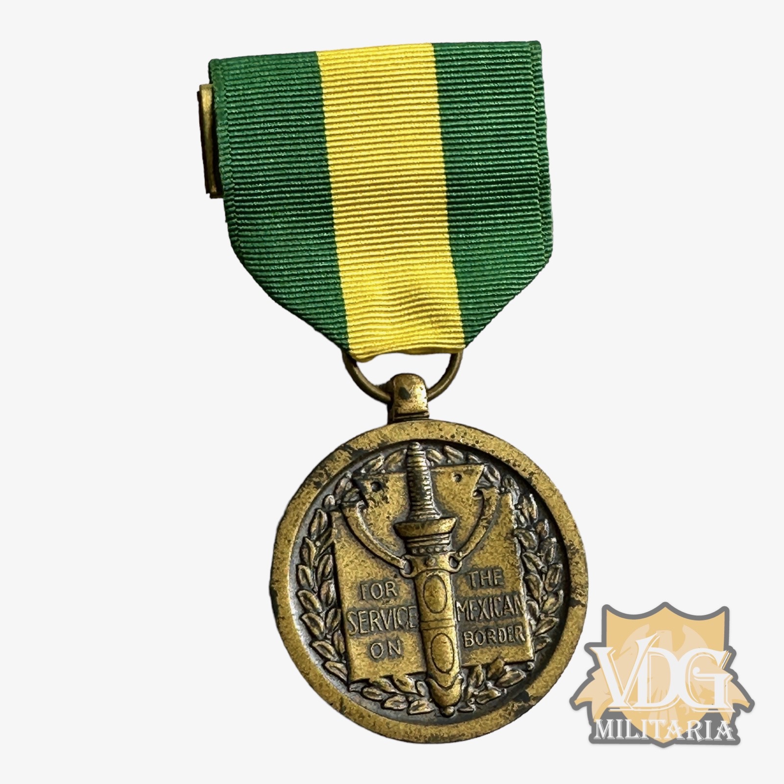 US Mexican Border Service Medal, LI-GI Crimp Brooch Restrike