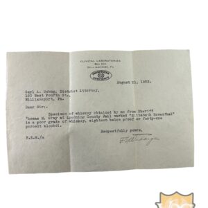1923 US Prohibition Era Sheriff's Letter – "Poor Whiskey" Complaint – Unique Historical Document