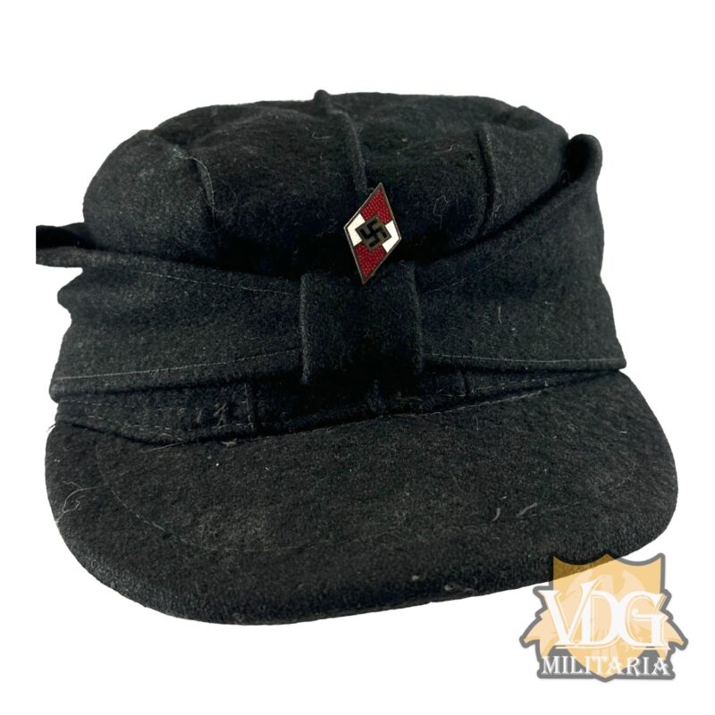 WW2 German Hitler Youth (Hitlerjugend) Black Wool Winter Field Cap
