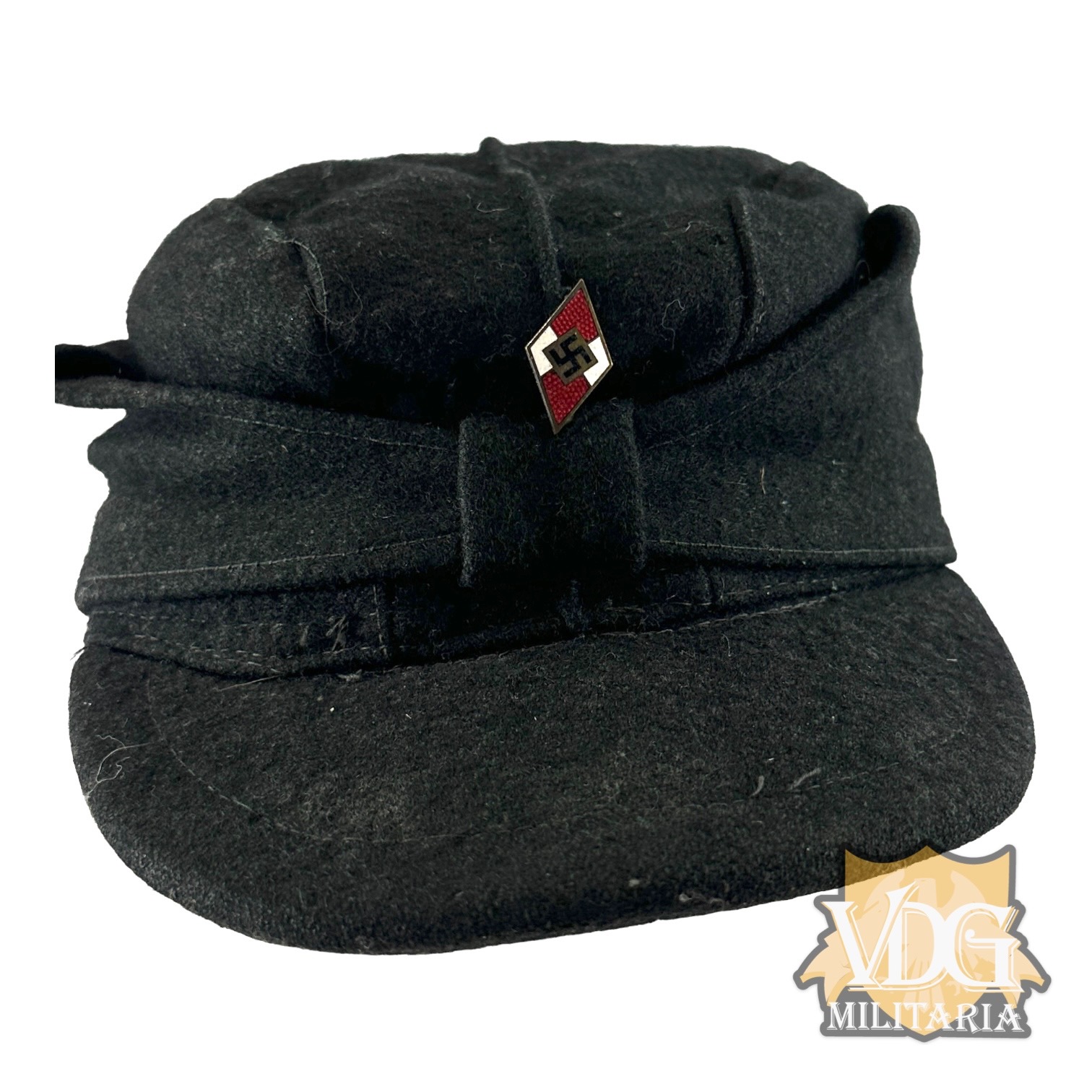 WW2 German Hitler Youth (Hitlerjugend) Black Wool Winter Field Cap
