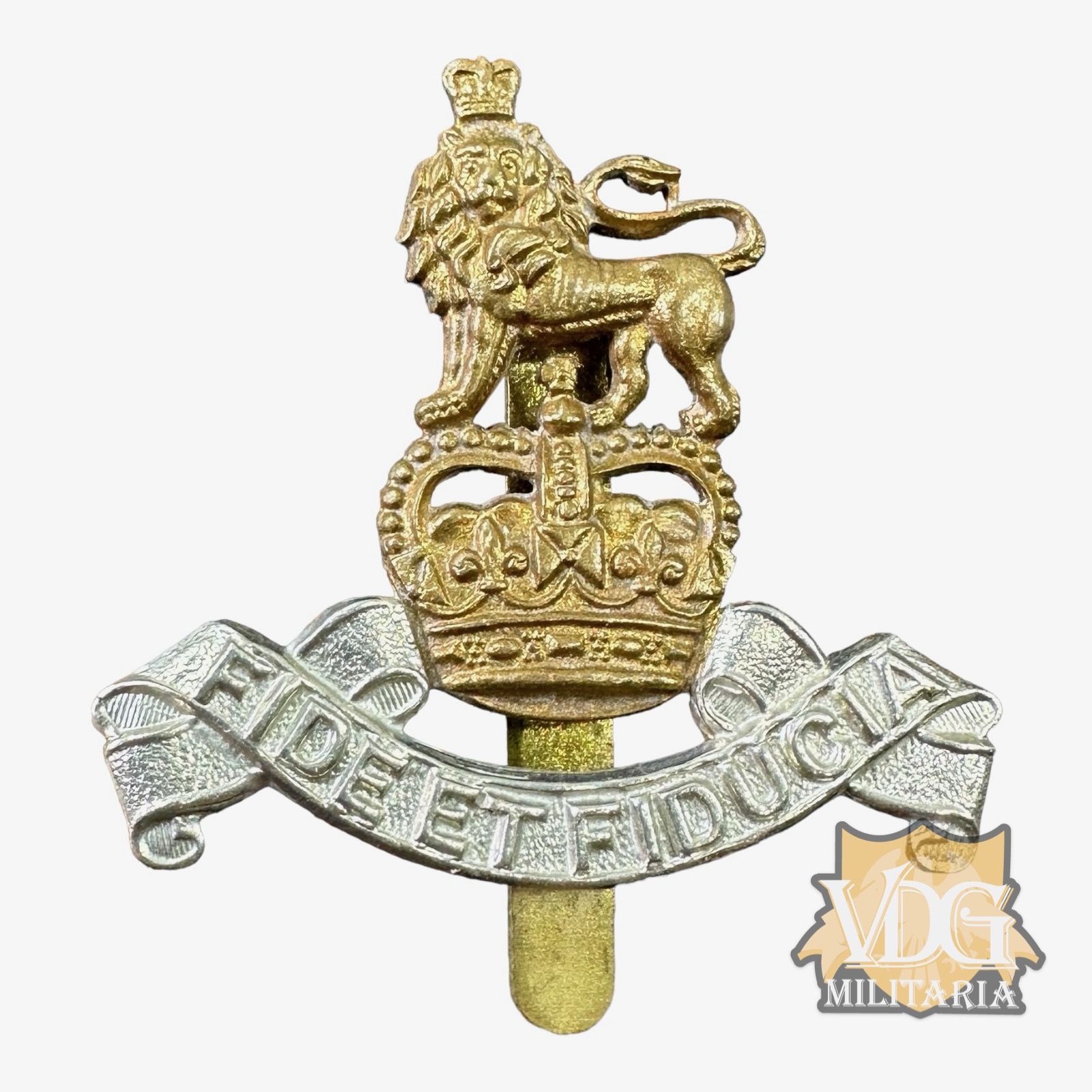 Post WW2 British Army Pay Corps Cap Badge with Queens Crown