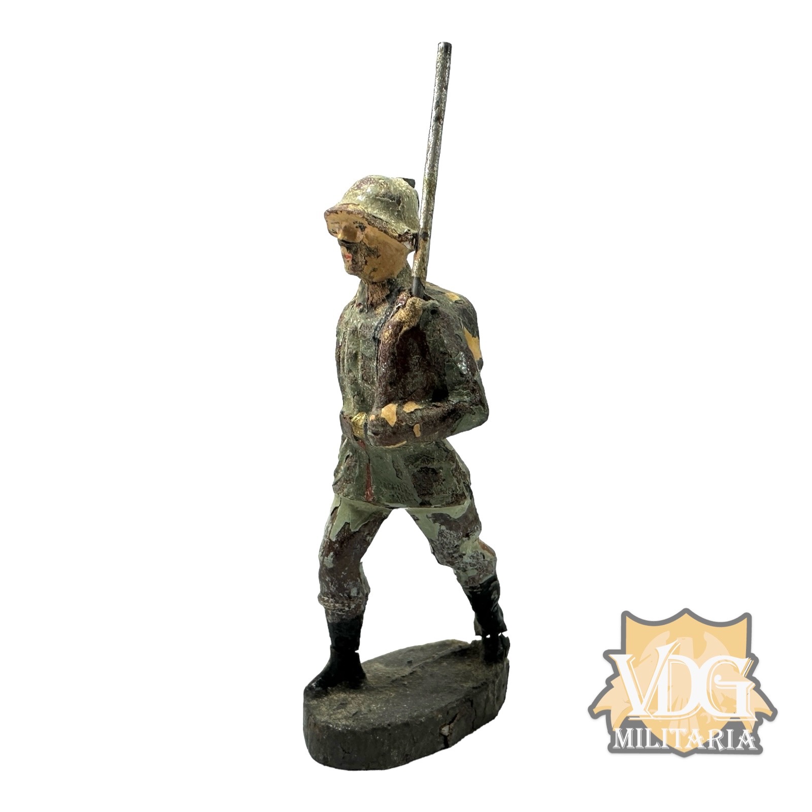 WW2/1930's Era German Composition Toy Heer Soldier Marching with Rifle-Maker marked "Elastolin Germany"