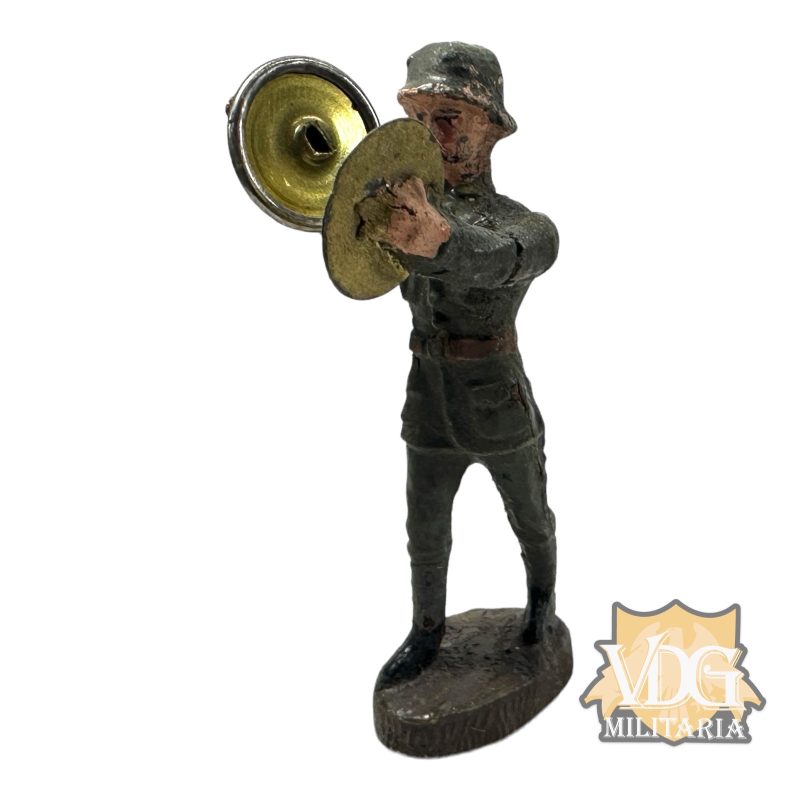 WW2/1930's Era German Composition Toy Heer Soldier Marching with Cymbals-Unmarked with repair