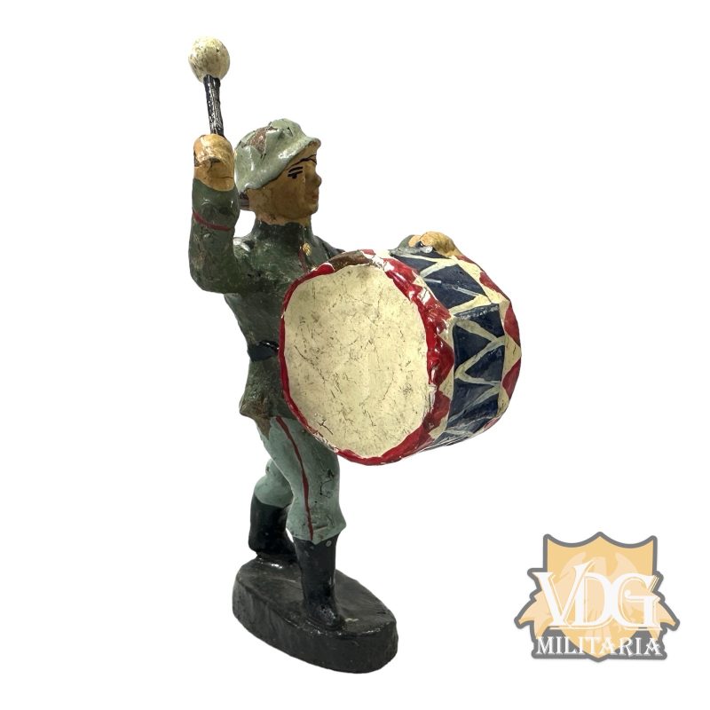 WW2/1930's Era German Composition Toy Heer Soldier Marching with Bass Drum-Maker marked "Elastolin Germany"
