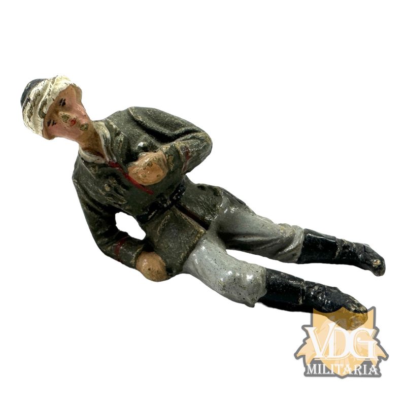 WW2/1930's Era German Composition Toy Heer Soldier Laying Down Wounded-Lineol, unmarked
