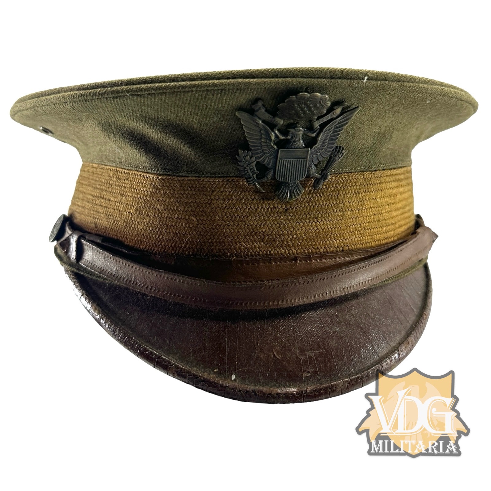 WW1 US Army M1910 Officers Visor Cap made by Globe Tailoring Co. Milwaukee Wisconsin