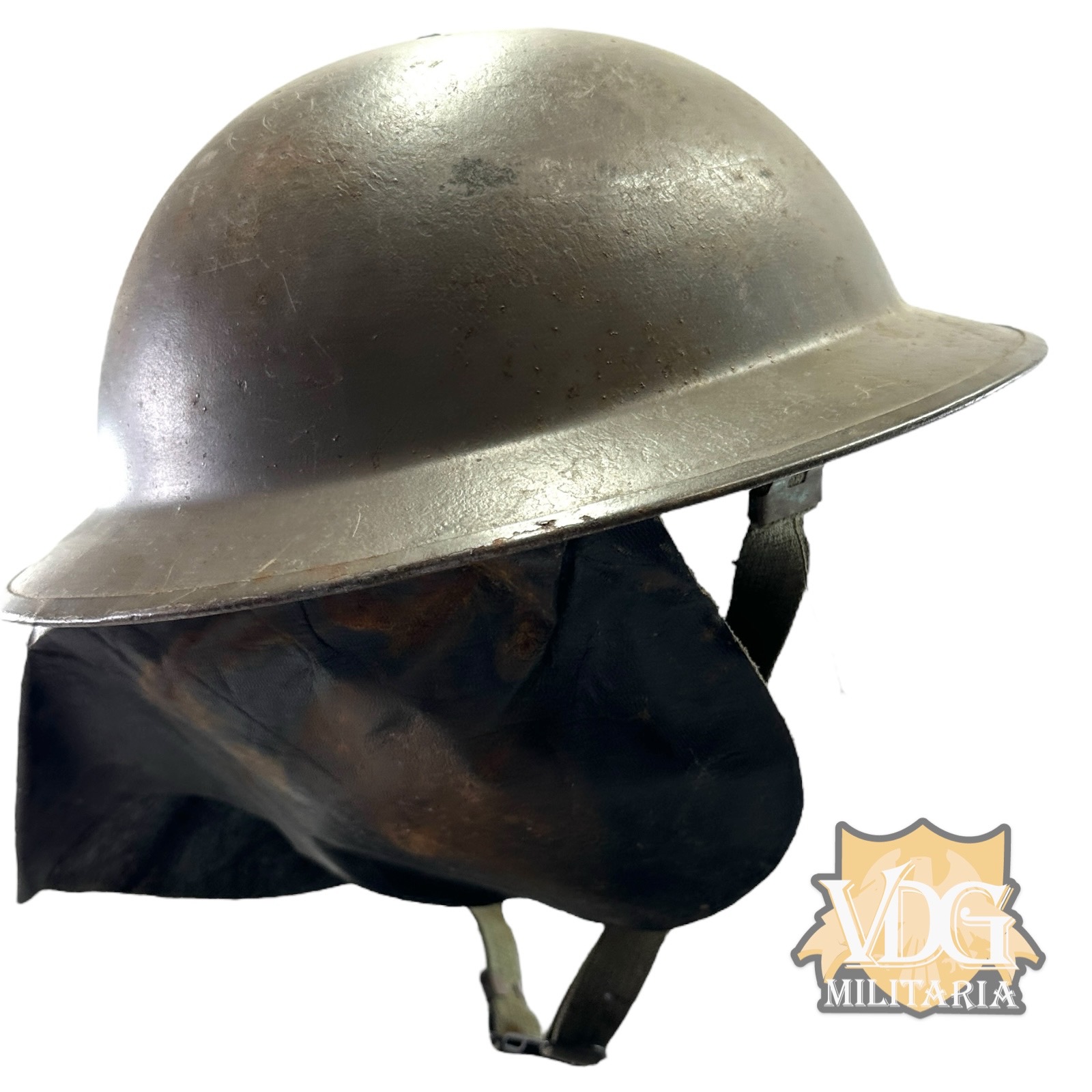 Post WW2 Dutch Civil Defence VB 56 5SLN Helmet With Liner & Neck Flap