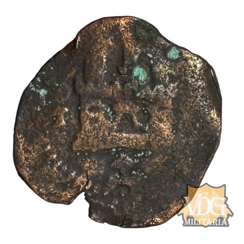 New World Pirate Era Spanish Bronze Nummis Coin C. 1400-1600 AD