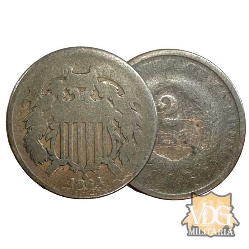 US Civil War Era 1864 Two Cent Piece