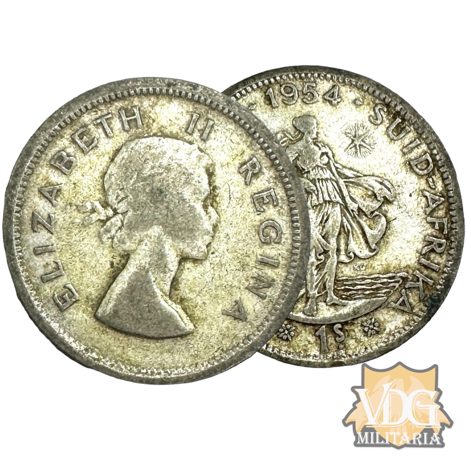 South Africa 1954 Queen Elizabeth II 1 Shilling .50 Silver Coin
