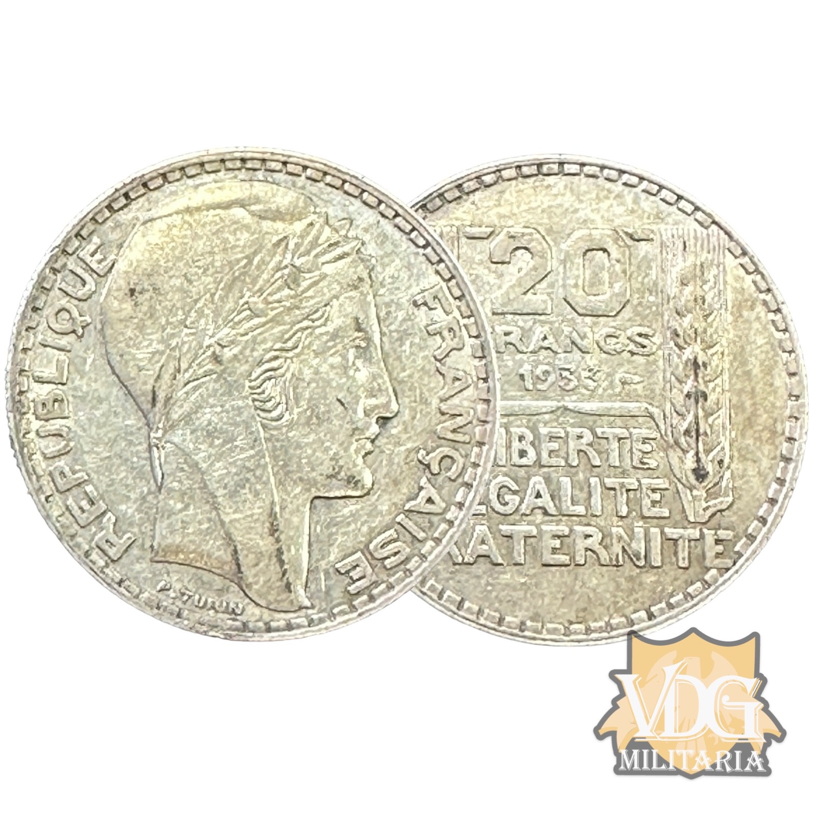 France-1933 20 Francs .68 Silver Coin