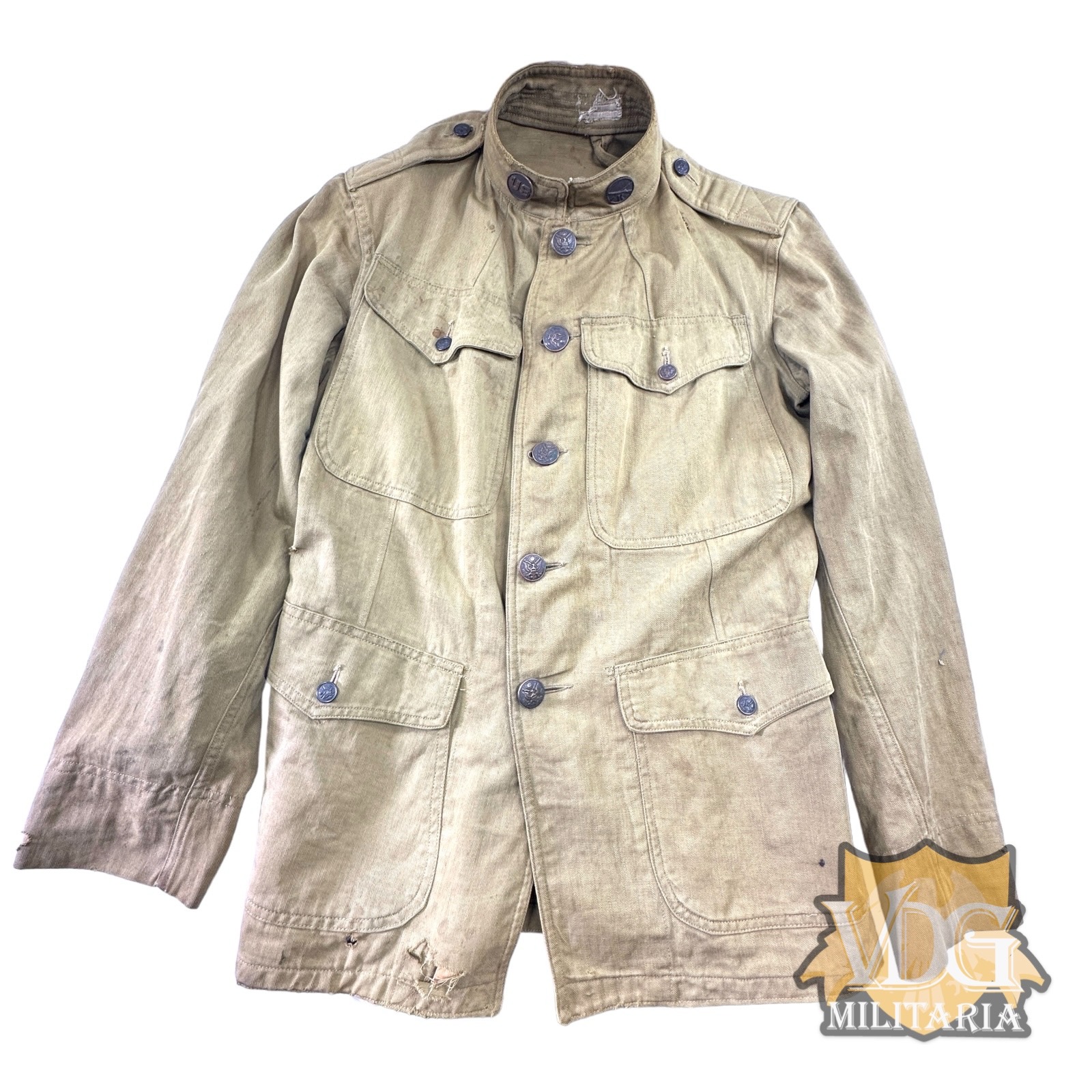 WW1 US Army Infantry Co K Summer Weight Jacket-WIA w/ Shrapnel Holes
