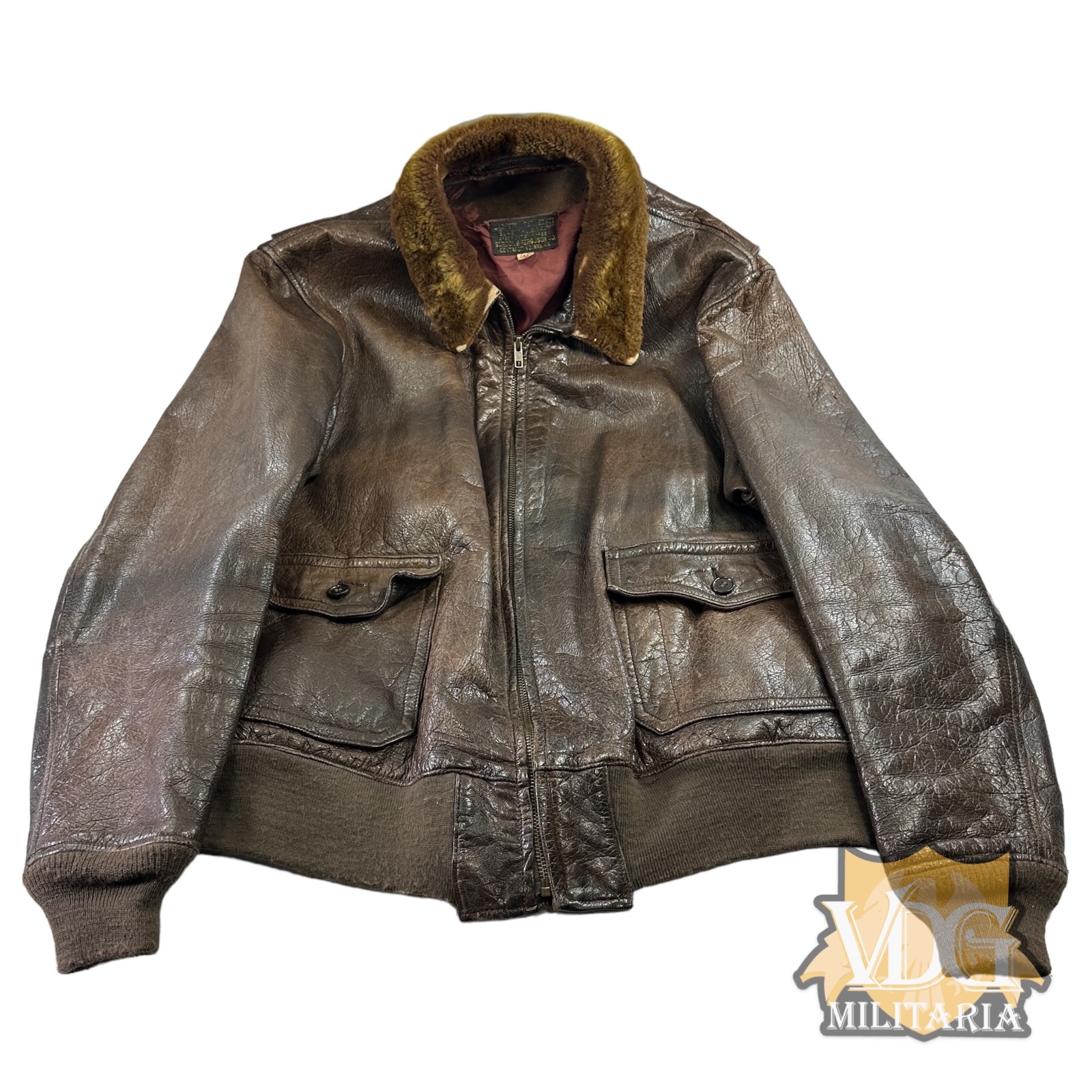 WW2 US Navy USN M422A Leather Flight Jacket Size Made by Gordon & Ferguson Co-Size 46