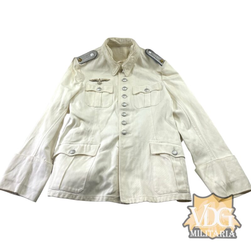 WW2 German Heer Transportation Oberleutnant Summer White M37 Jacket w/ Tombac Breast Eagle